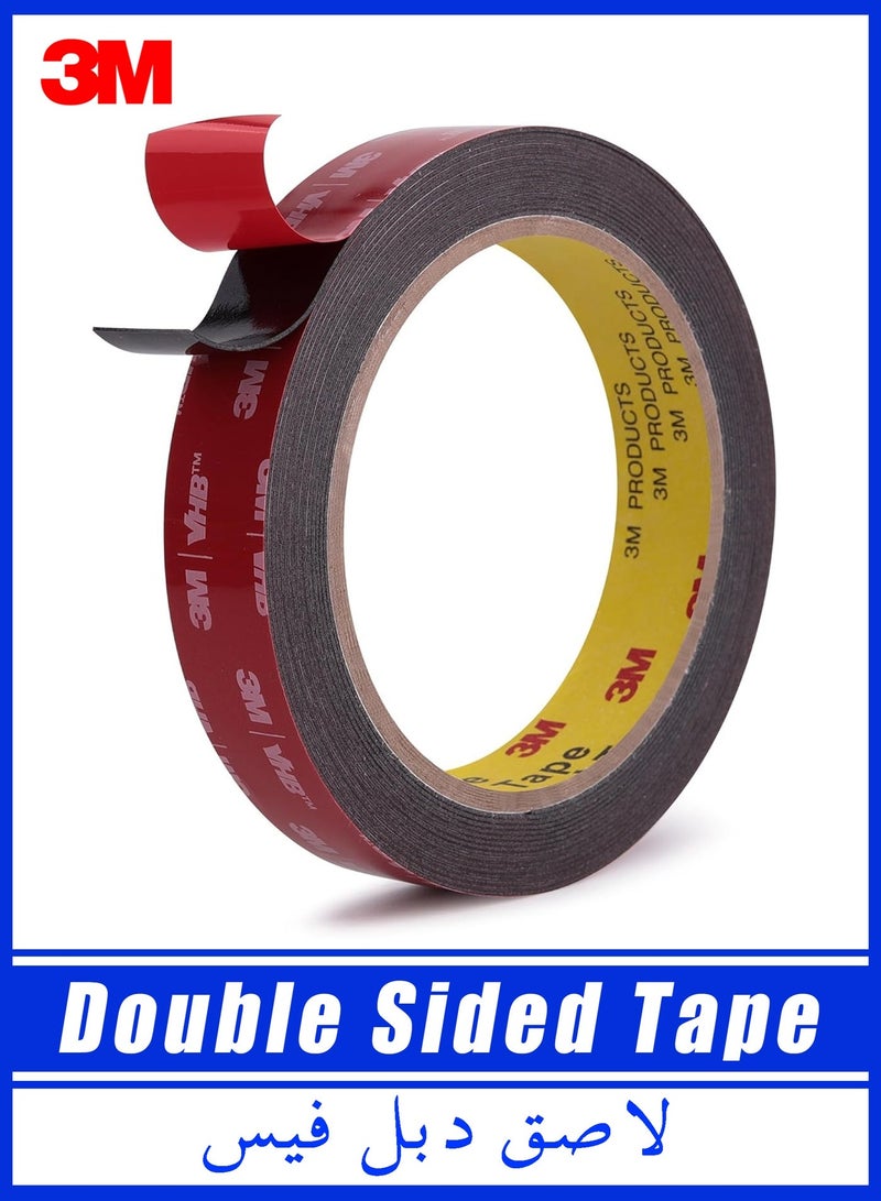 ثري ام شريط لاصق مزدوج الجوانب شديد التحمل، 2 سم × 3 م، مصنوع من مادة 3M VHB 5925 اللاصقة القوية المقاومة للماء، شريط إسفنجي مزدوج الجوانب، مثالي لتزيين السيارات والمنازل والمكاتب والجدران الداخلية والخارجية. - Image 1